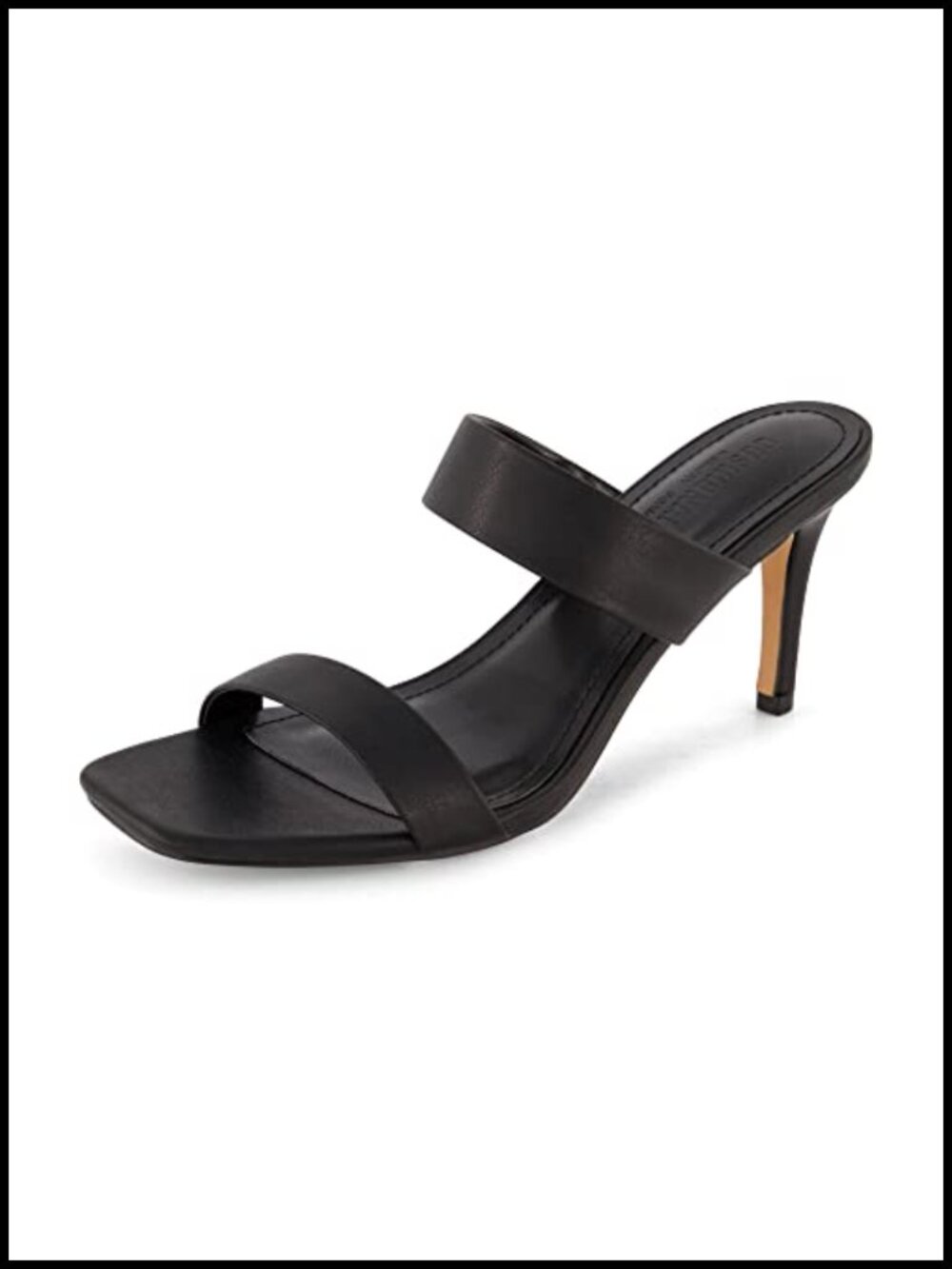 Kitten Heel Sandals Women Square Toe Memory Foam Vegan Leather